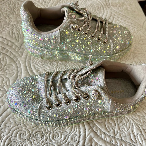 Crystal Rhinestone covered platform sneakers. Brand new in box, perfect! - Picture 3 of 8